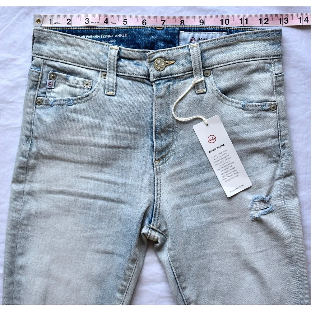 AG ADRIANO GOLDSCHMIED NWT FARRAH HIGH RISE SKINNY ANKLE 24Y SEABIRD JEAN. SZ 25 - Picture 8 of 13